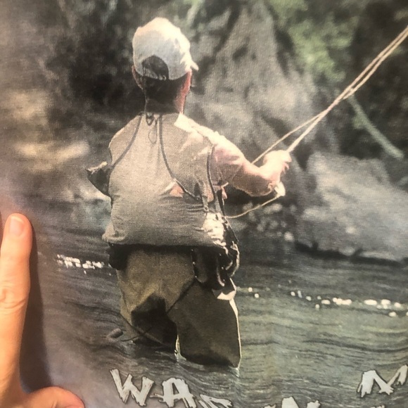 The Mountain Mens Tee M Sorry I Was Out Sick All Week My Arm Was In A Cast Fish - Picture 4 of 5